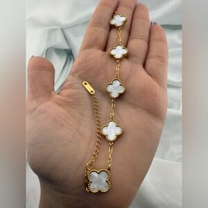 Alhambra 18k Gold Plated Gold and White Clover Bracelet